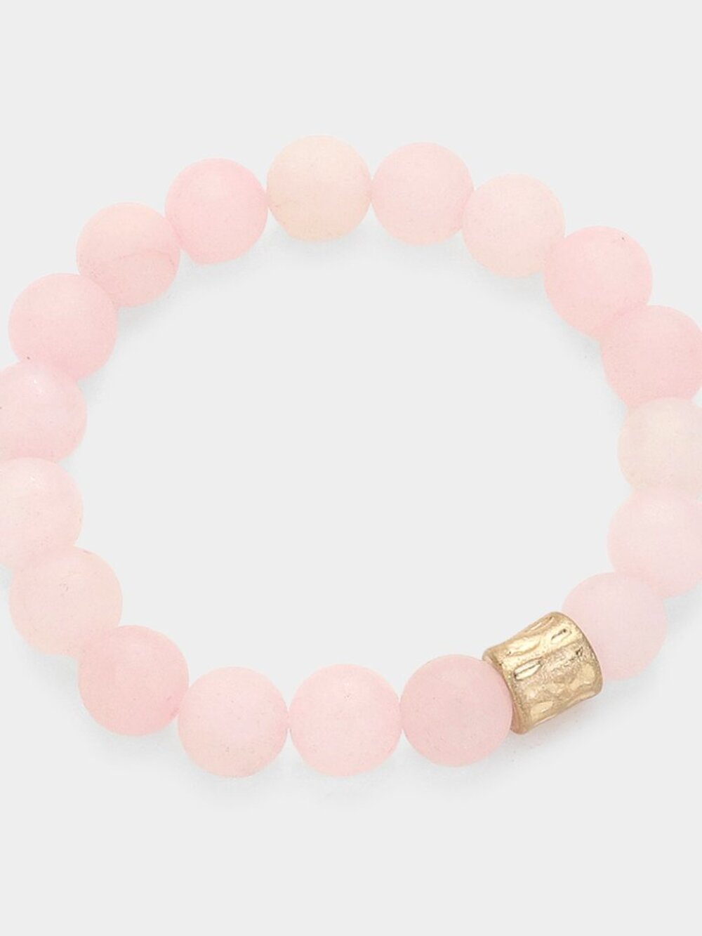 Pink Rose Quartz Semi Precious Beaded Stretch Bracelet - Boho Stacking